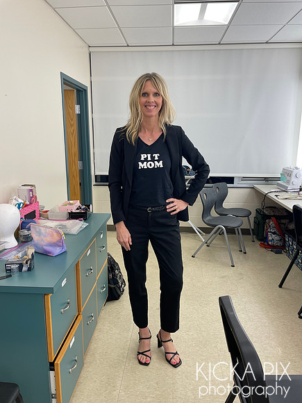 Sporting my homemade shirt in the dressing room.