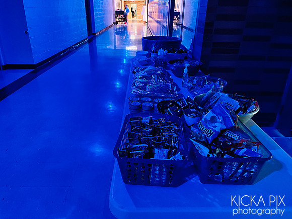 Food table for the cast/pit/tech crew donated by parents